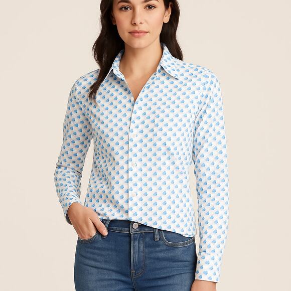 Frank & Eileen Barry Shirt XXS Blue Rubber Duck Print NWT - Picture 1 of 12